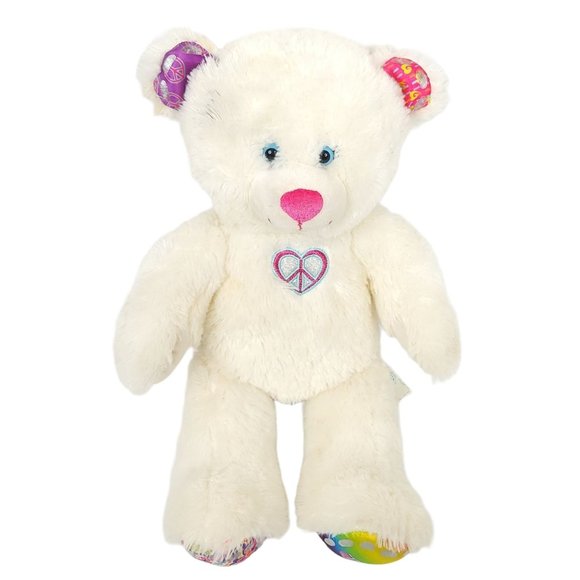 Build A Bear Workshop Twinkle Toes Bear Plush 17" Stuffed Toy Heart Peace Sign - Picture 1 of 11